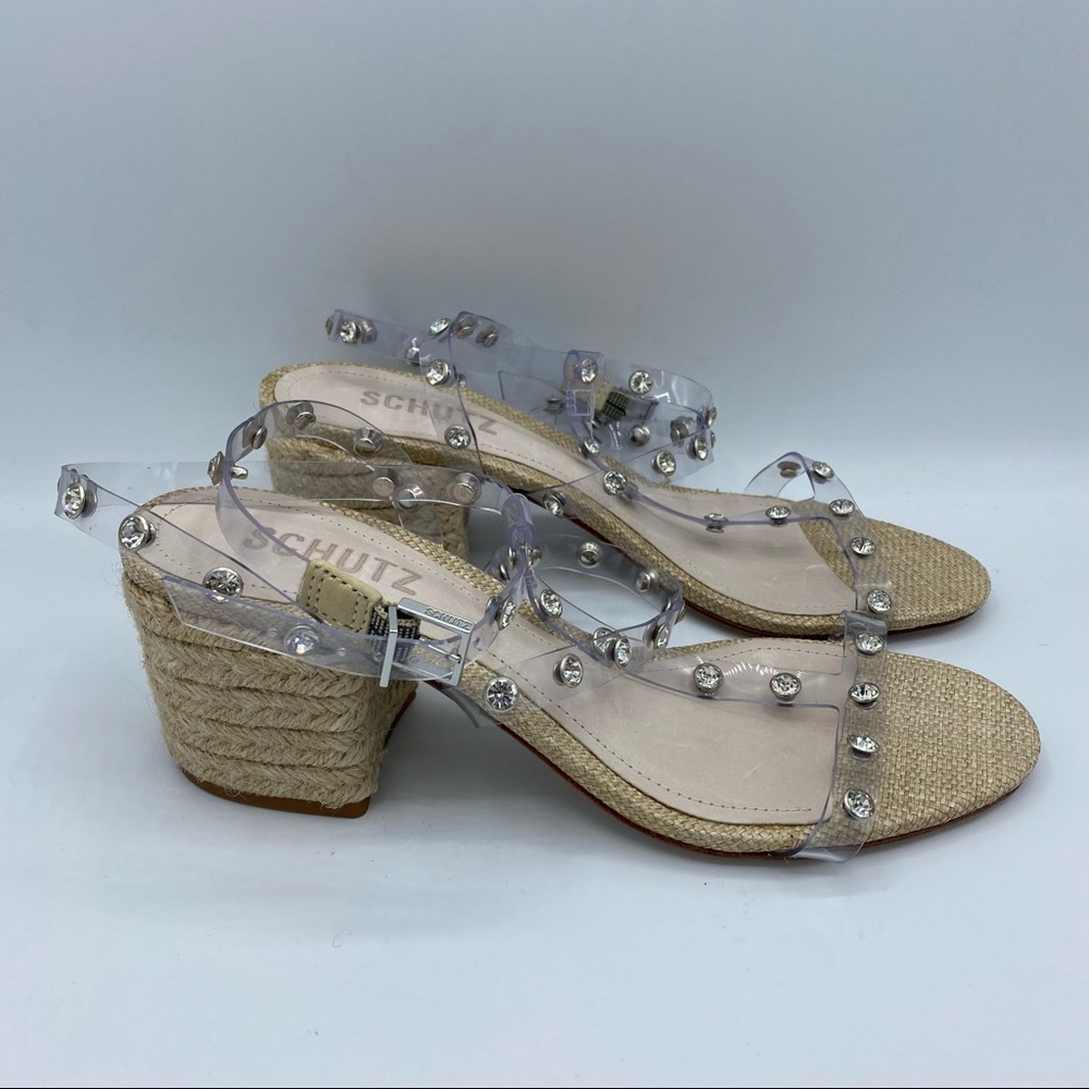 New SCHUTZ Lisbeth Vinyl & Leather Sandal In Transparent